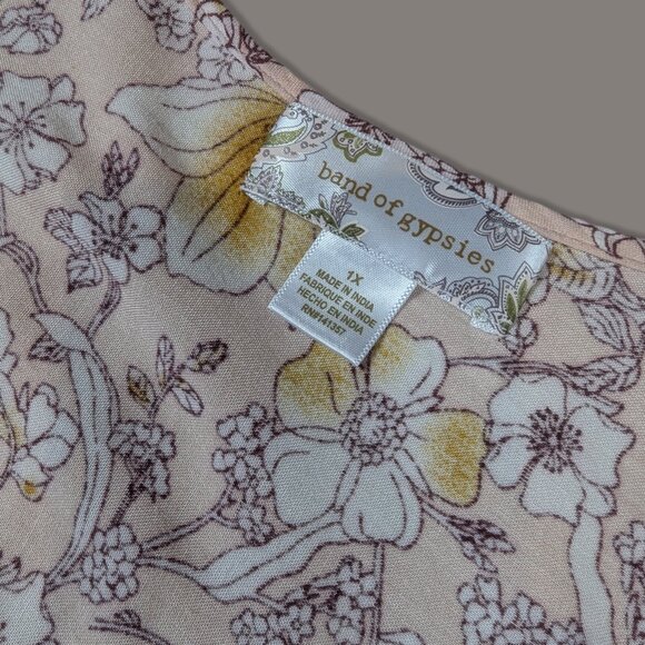 Band of Gypsies Tan Floral Print Boho Kimono - One Size - Picture 5 of 7